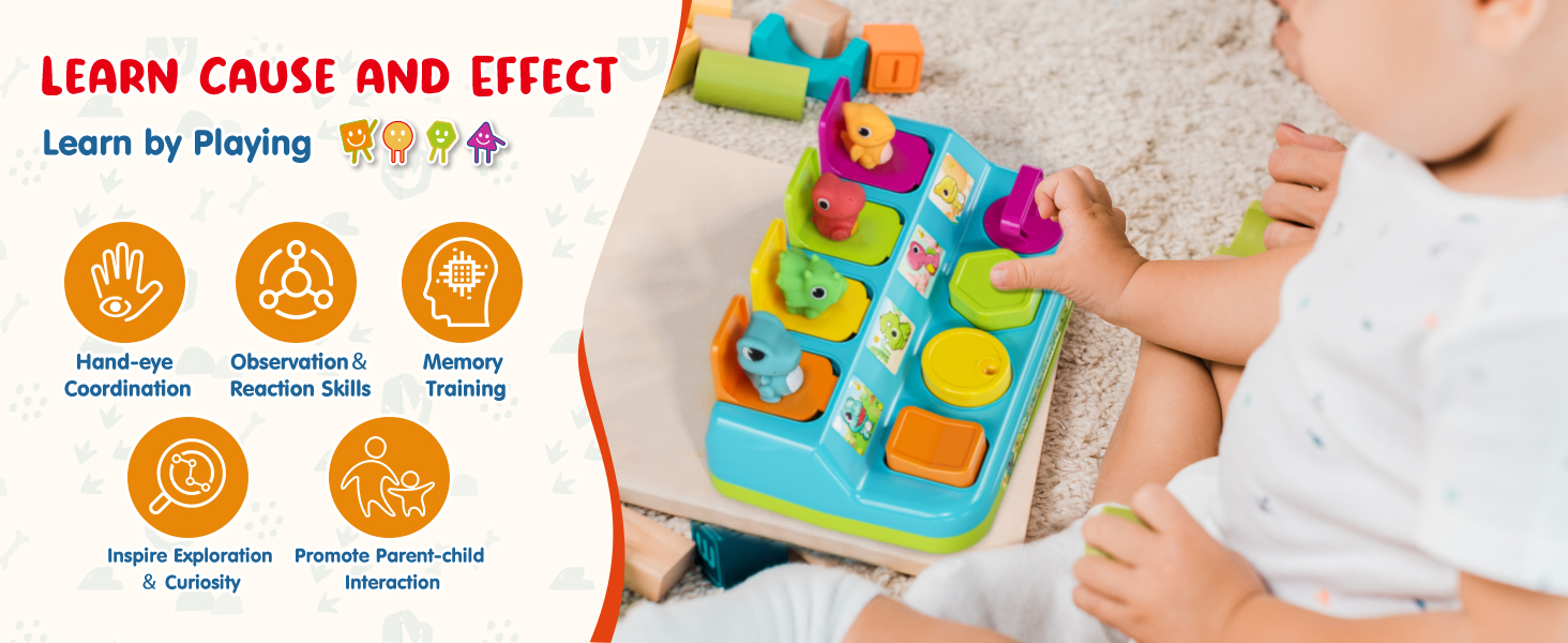 Pop Up Toy, Baby Pop Up Cause and Effect Toys for Toddlers 1-3