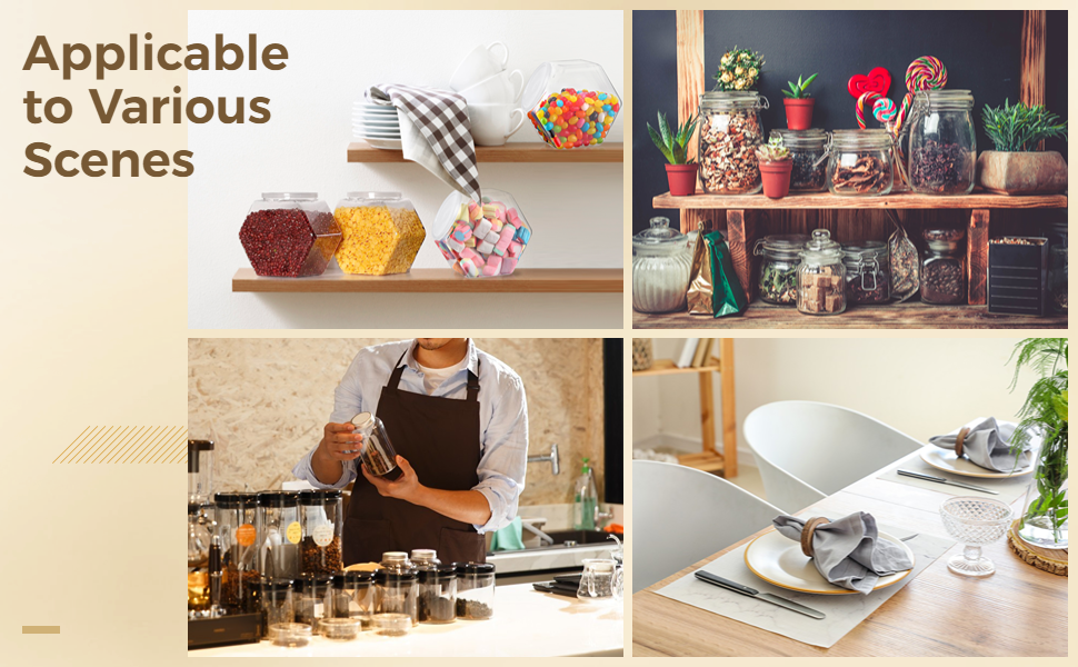 yeesport 4 PCS Plastic Hexagon Candy Jars, 72oz Plastic