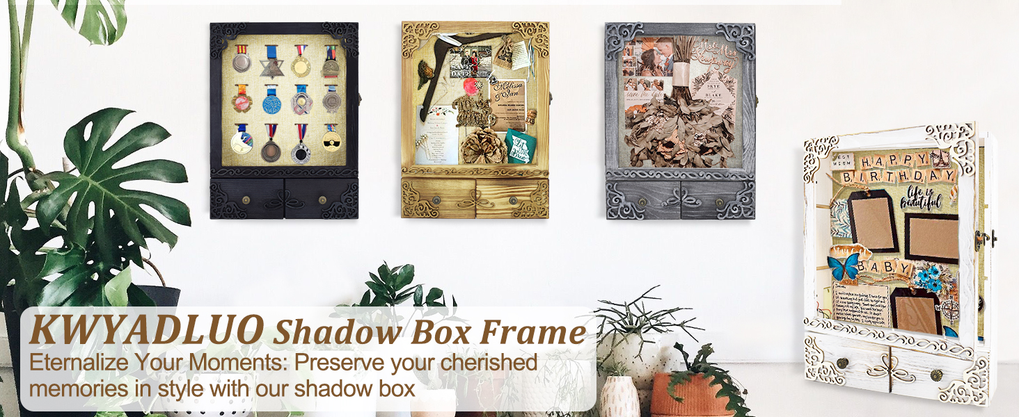 KWYADLUO Large Grey Shadow Box with Light, Pet Memorial