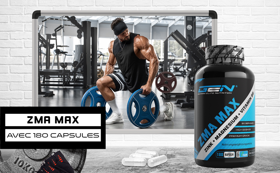 ZMA MAX 180 Capsules Dose Extra Haute Zinc + Magnésium + Vitamine