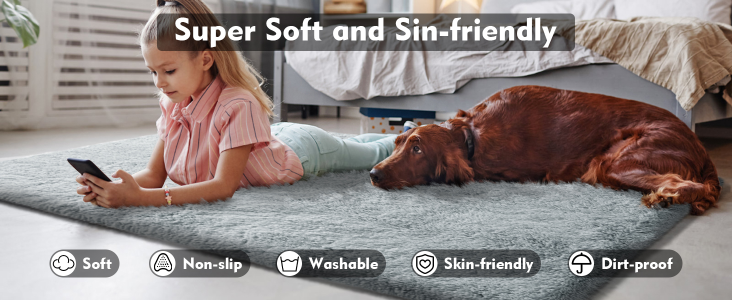 Modern Fluffy Shag Rugs for Living Room Non Slip Teens Dorm Light Grey Floor Carpets(5 x 8)  
Fluffy Grey Shaggy Rugs fo A1d63ef6 15e4 4310 B36f 40b183a800ab. CR0,0,1464,600 PT0 SX1464 V1