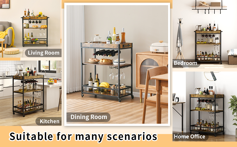 Bar Carts for The Home, Mini Home Bar with Wheels