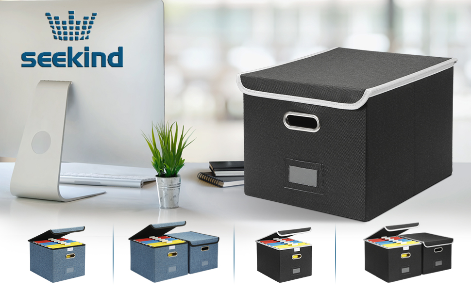SEEKIND Upgraded Portable Storage File Boxes with Lids