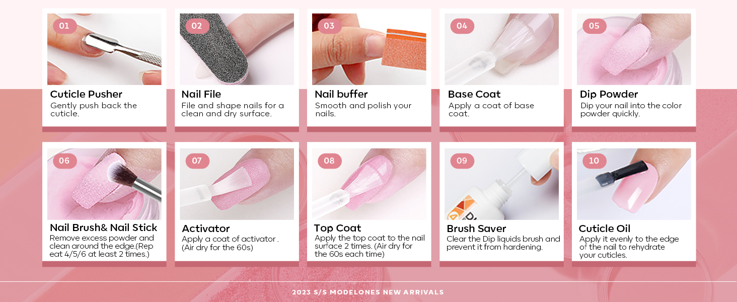 Modelones 32 Pcs Dip Powder Nail Kit Starter, 20 Colors Pink White Nude Glitter Spring