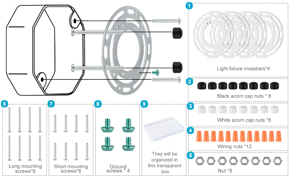 Tovmey 4 Pack Universal Light Fixture Mounting Bracket, 4 Inch Diameter