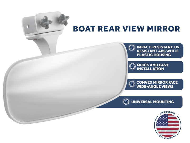 Five Oceans Boat Mirror, Boat Rear View Mirror, Ski Boat