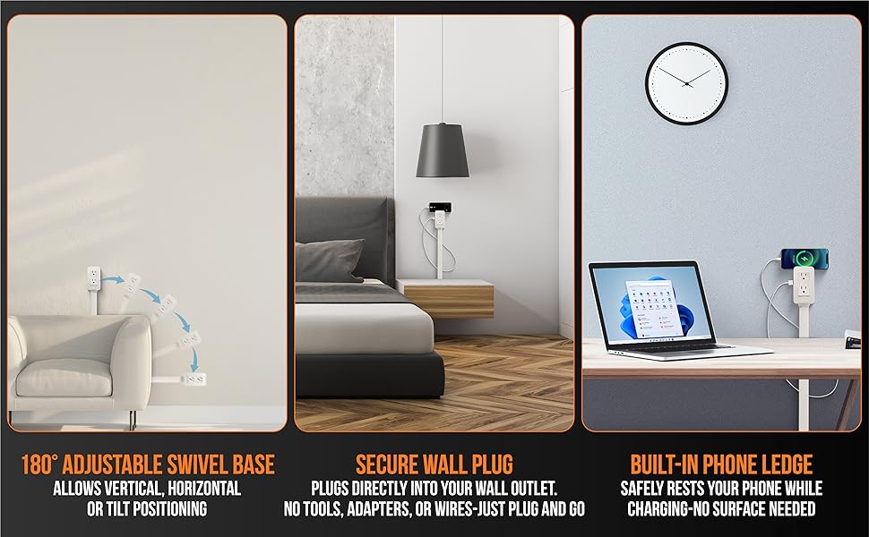 EZ Outlet Electrical Outlet Extender. Access Hard-to-Reach Outlets!  Features USB-A, USB-C, and 2 AC Outlets, Extends 22"-34", Rotates 180°. Use  Behind Couches, Nightstands, Desks, and More. - Amazon.com