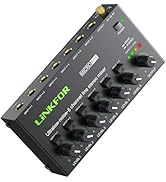 LiNKFOR 6 Channel Audio Mixer,Ultra-compact 6.35mm 6 Channel Bass Noise Line Stereo Audio Mixer f...