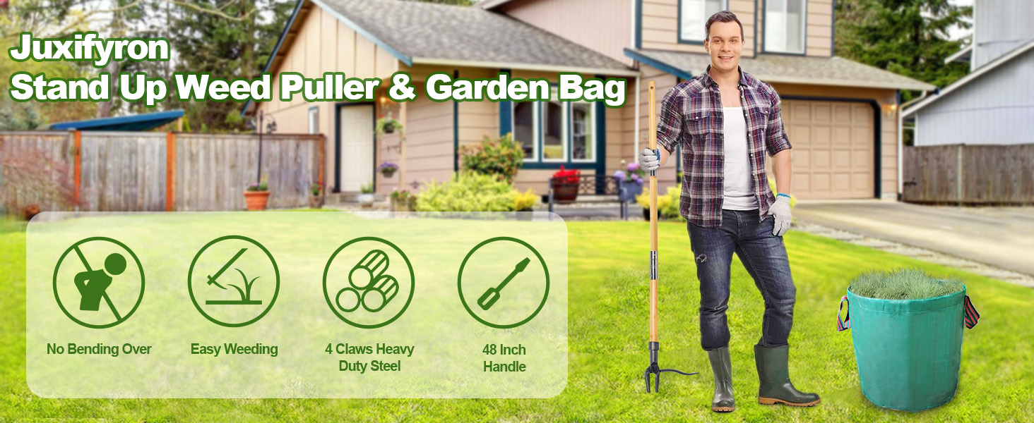 Stand Up Weed Puller Garden Bag