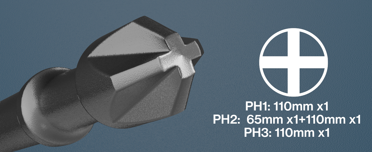 10 tlg. Extra Lange Schrauber Bit Set, Lytool PH, PZ, Schraubendreher