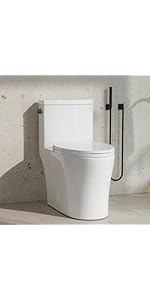 おうーし One Piece Toilet with Powerful Flush, Compact Toilet