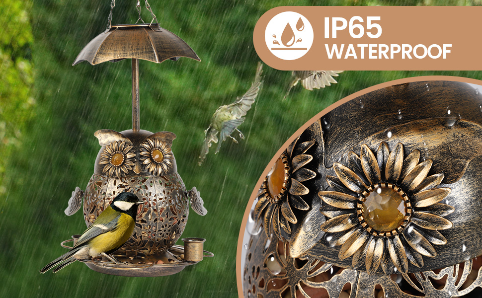 Solar bird feeders are rain proof