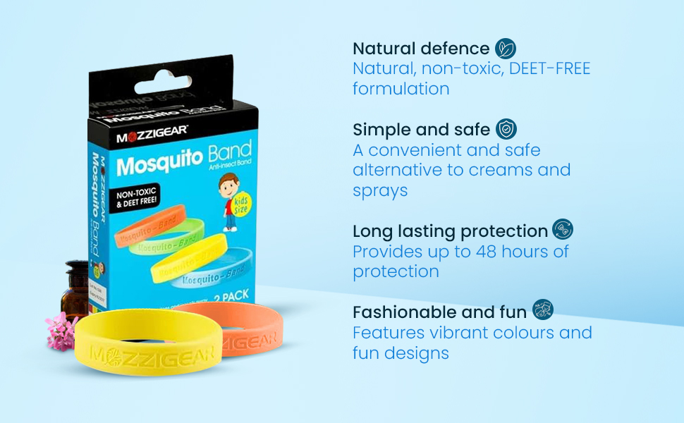 Mozzigear Mosquito Band Kids Pack of 2, Mosquito Repellent Bracelet