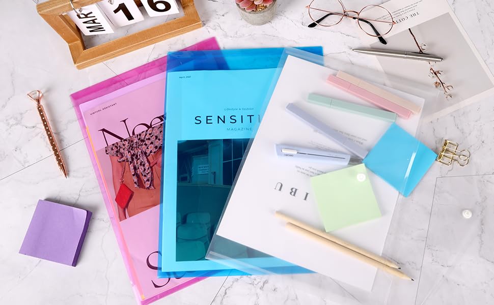 36 Cartelline Portadocumenti A5 Con Bottone - Trasparenti, Impermeabili, 6 Colori | Per Ufficio, Scuola, Viaggi