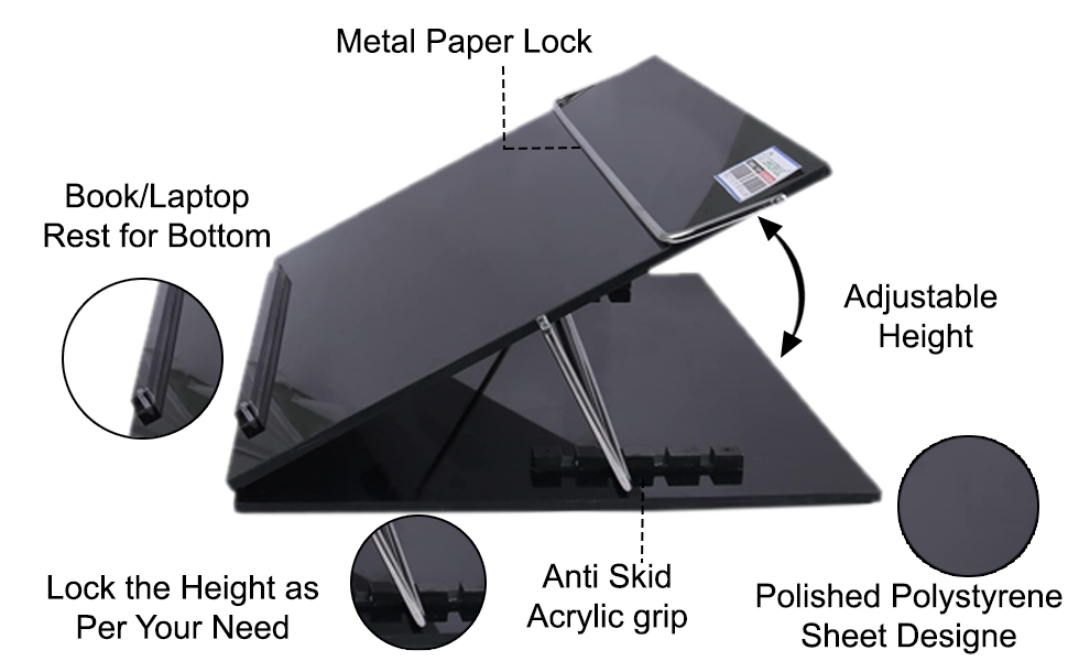 Shicrylic Smoke Black Polystyrene Table Top Elevator Writing Desk with