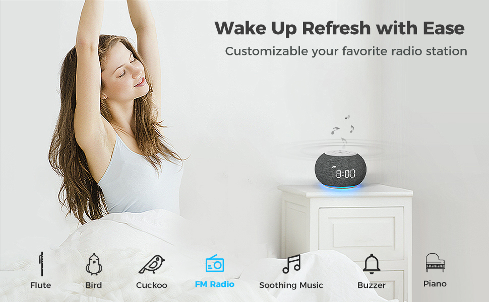 radio clock for bedroom bedside wake up sound
