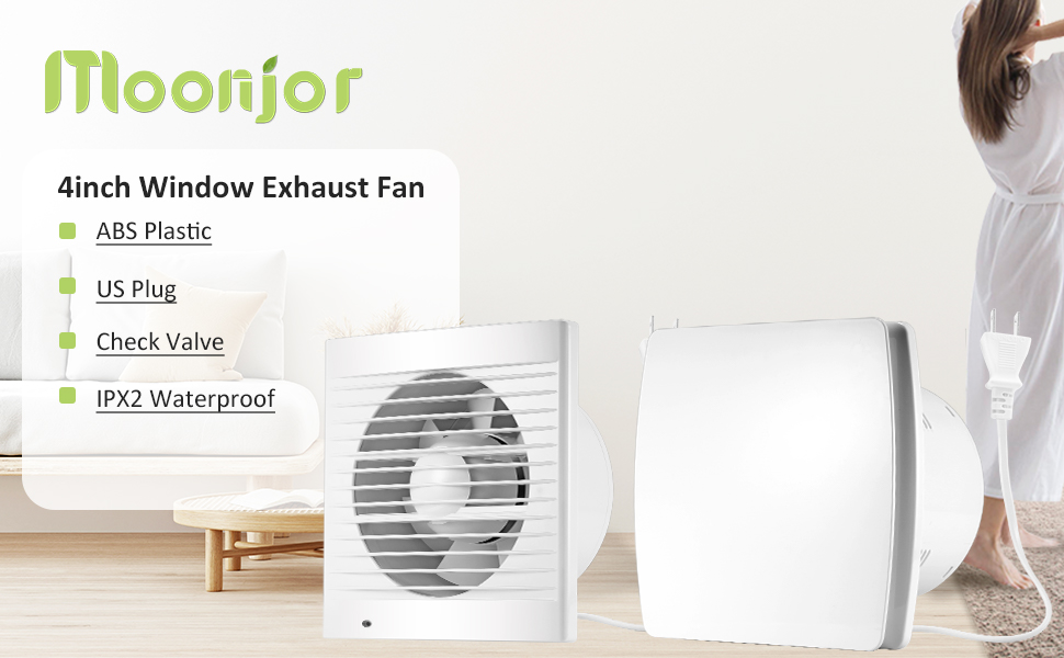 Moonjor 4" Exhaust Fan, 50CFM Quiet Small Window Wall Mount