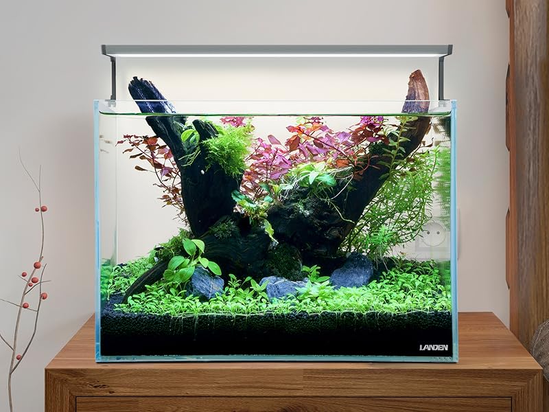 Landen 45P 10 Gallon Rimless Low Iron Aquarium Fish Tank,W17.7×D11.8×H11.8 in