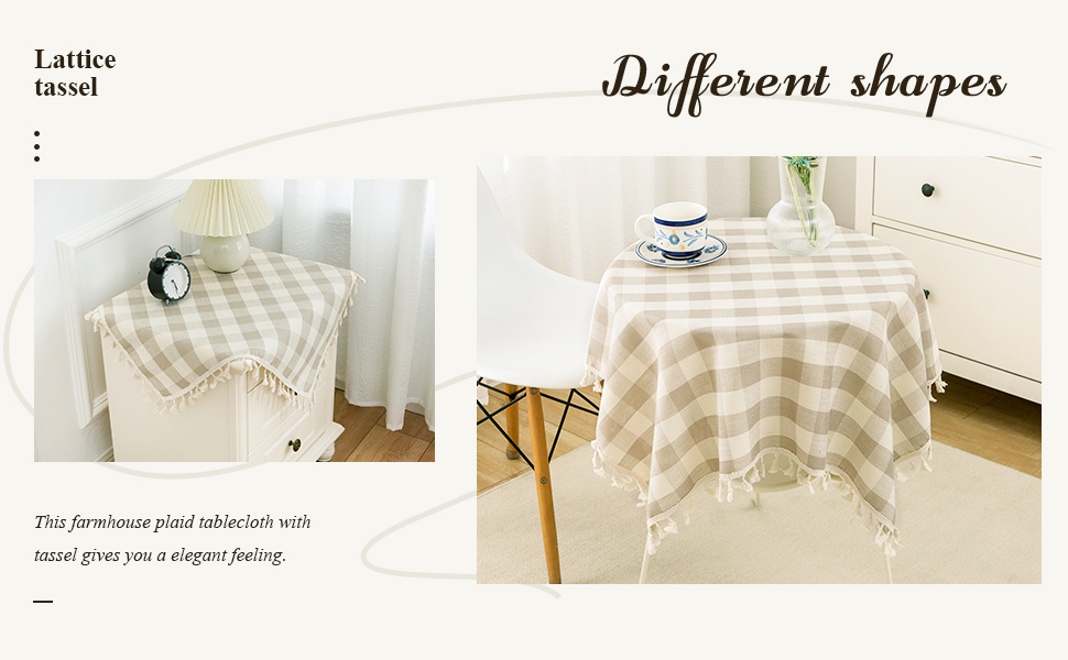 Farmhouse Small Square Tablecloth Orange Rustic Checkered Table Cloth Lattice