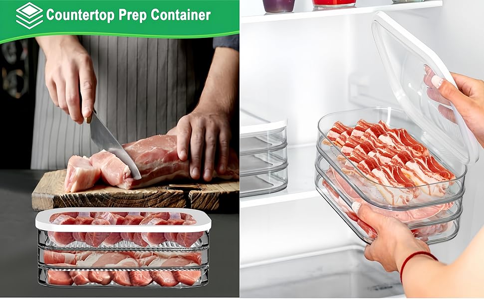 Ideal for Organizing Deli Meat, Lunch Meat, Bacon, Cheese and More in Fridge