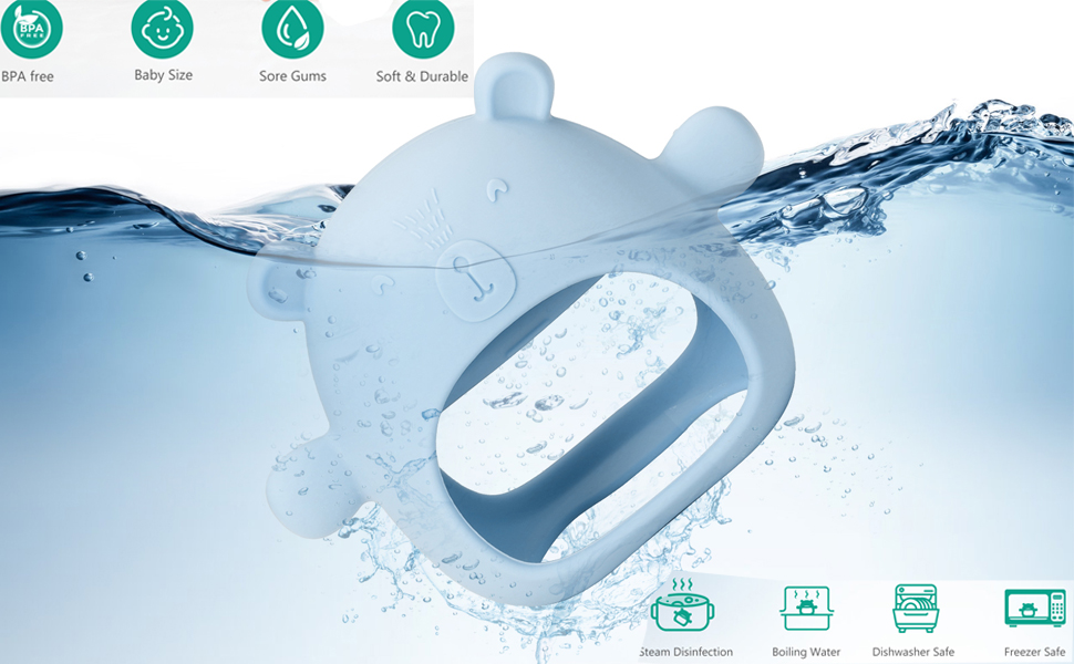 ORIA Silicone Baby Teether, Bear Buddy Teething Toys for Babies