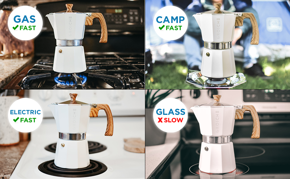 GROSCHE Milano Stovetop Espresso Maker Moka Pot 3 Espresso Cup 5 oz