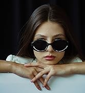 FEISEDY Sunglasses Women Men, Retro Oval Cat Eye sun Glasses, Small 90s Shades B4143