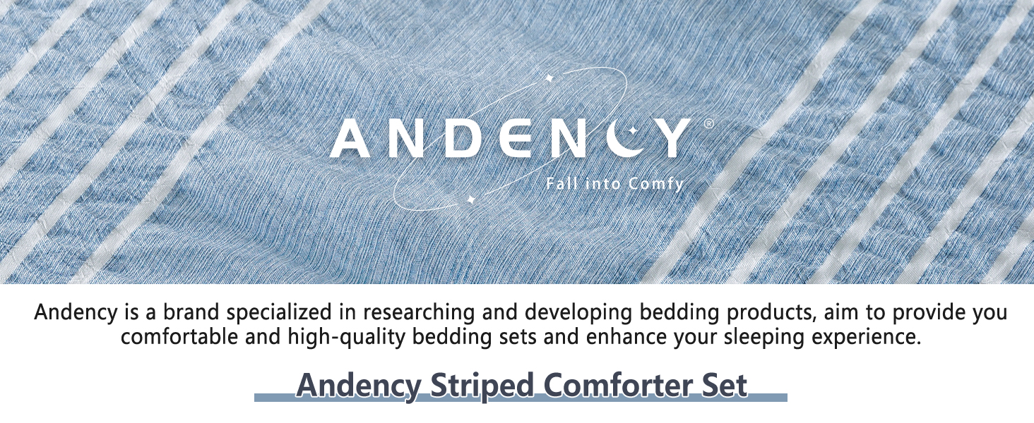 Andency Blue Twin Comforter Set, 2 Pieces Bedding Comforter Sets, Navy Blue Striped