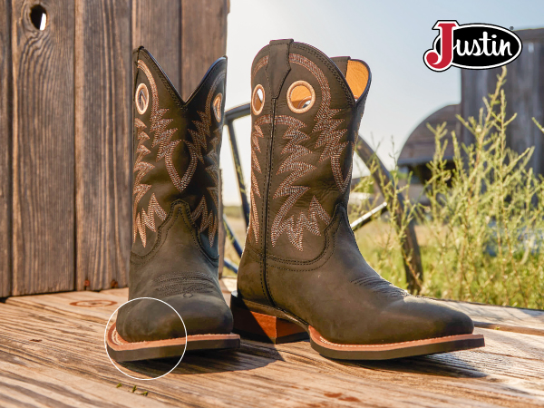USA製　24㎝相当　Justin Boots 黒 ウエスタンブーツ　P3119 USA製 24㎝相当 Justin Boots 黒 ウエスタンブーツ P3119