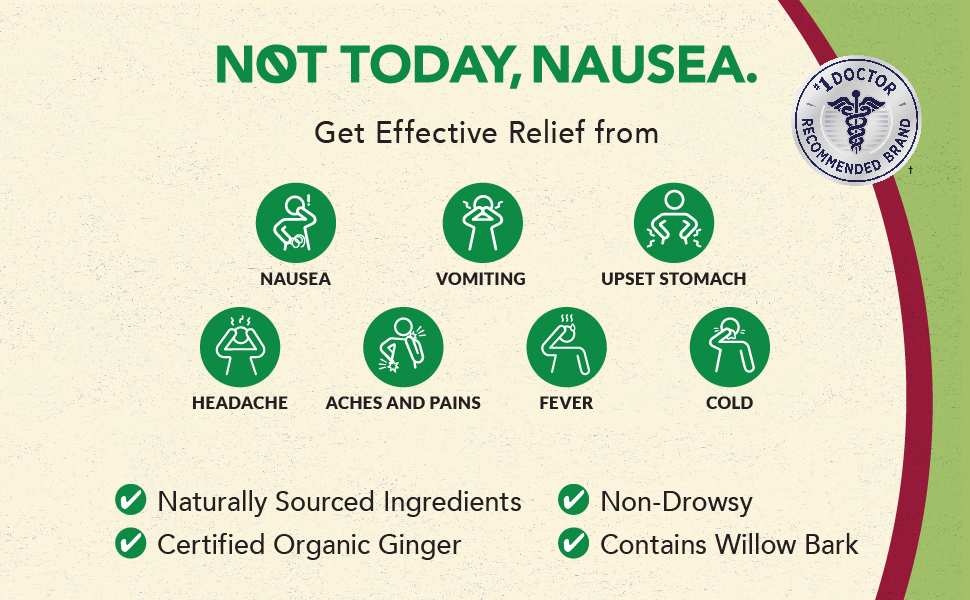 Gravol Ginger MultiSymptom Tablet, Nausea, Fever & Pain Relief, Non