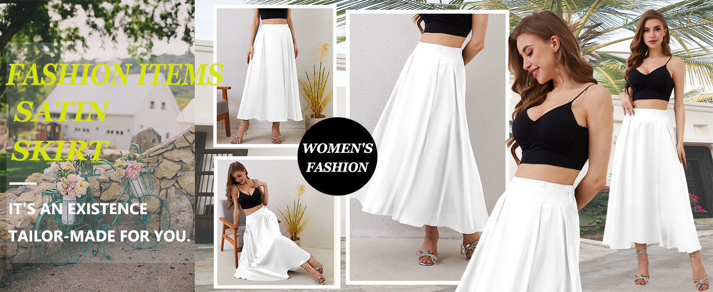 satin skirts for women