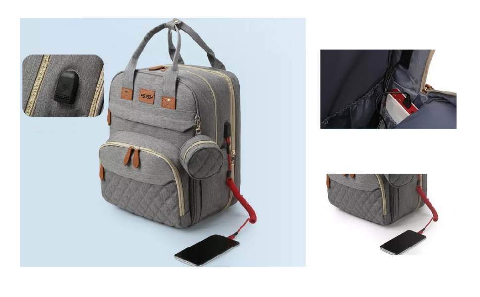 FEUBOR Unisex Diaper Bag Backpack with Crib