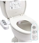 Hibbent Toilet Seat Bidet with Self Cleaning Dual Nozzle, Hot and Cold Water Spray Non-Electric M...