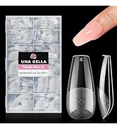 UNA GELLA Coffin Gel Nail Tips, 312Pcs Pre-Etched Medium Coffin Nail Tips Clear Press On Nails Fu...