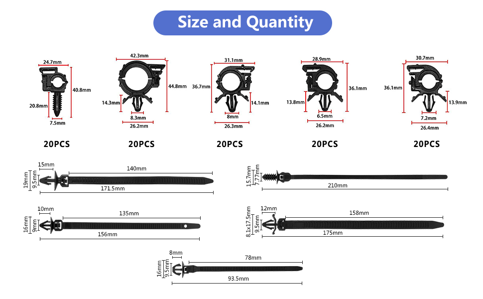 Joonzoie 150pcs Wire Loom Clips
