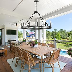 Black Rustic Pendant Light Fixture Extra Large for High Ceilings