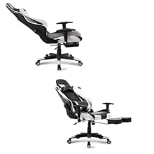 WOLTU Sedia Gaming Sedie Da Ufficio Girevole Poggiapiedi Retrattile Poltrona PU Verde 16 SEDIA GAMING