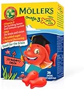 Möller's Omega 3 Kapseln für Kinder | Natürliche Omega 3 Fischtran mit Erdbeergeschmack | Mit DHA...