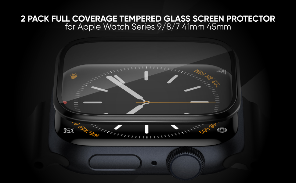 Adepoy 2Pack Tempered Glass Screen Protector Compatible for Apple Watch Series 9/8