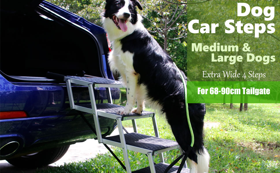 COLORFEY Widened Dog Car Ramp, Folding Dog Steps for Large Dogs