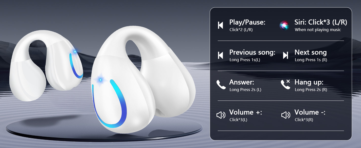 오픈 이어 골전도 헤드폰 블루투스 5.3 무선 오픈 클립 이어 헤드폰