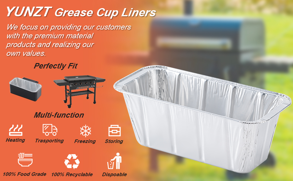 50-Pack Blackstone Griddle Accessories 5017 Grease Cup Liners, Aluminum Foil Drip Pan Grease CatcheR
