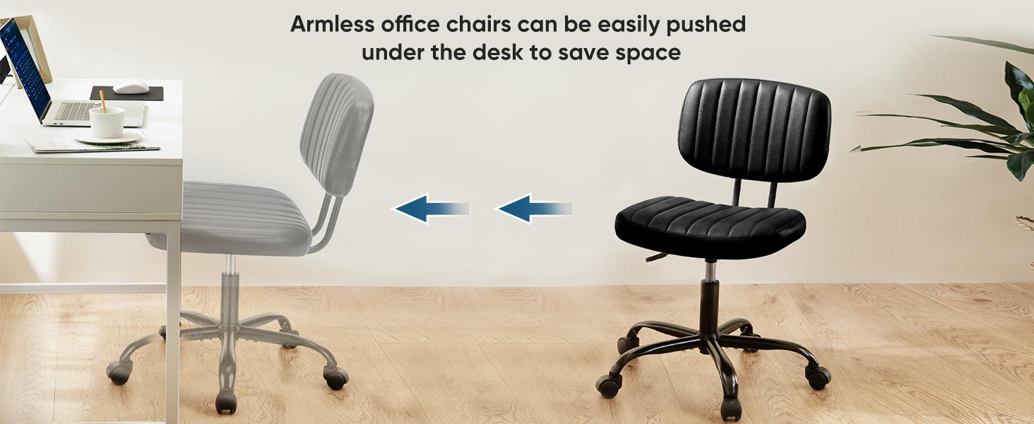 DUMOS Armless Home Office Desk Chair Small Ergonomic with