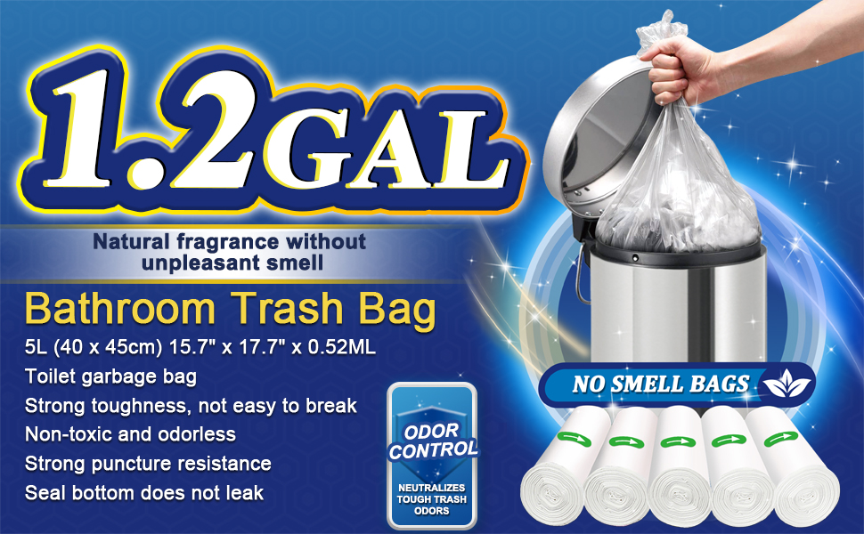 OKKEAI Small Trash Bags 1.2 Gallon Garbage Bags White Bin Liners 5L Plastic Clean