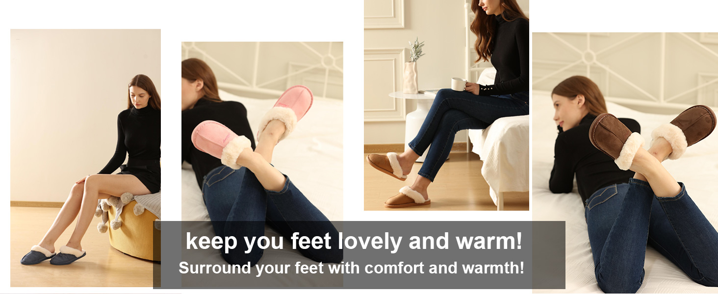 Hausschuhe Damen Herren Winter Warm Faux Pelz Slipper Weiche Flache Plüsch
