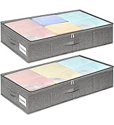 punemi Under Bed Storage Containers, 2 Pack Underbed Storage Bins With Clear Window and 3 Reinfor...