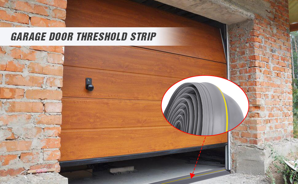 16.5Ft/5M Universal Garage Threshold Seal Strip Garage Door Bottom Weatherproof Strip Rubber DIY