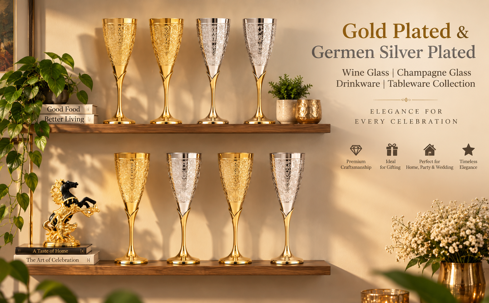 German Silver Wine Glasses - Gift Set with Velvet Box -17