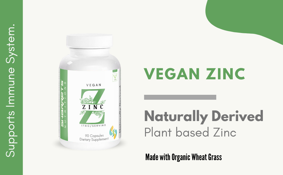 Sharrets Plant Based Natural ZINC Supplements, Vegan I Non GMO Gluten