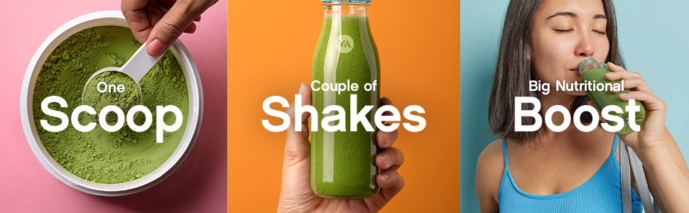 one scoop green powder shake